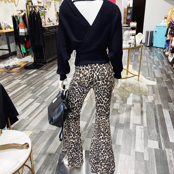 NEW leopard bell bottoms - Picture 2 of 2